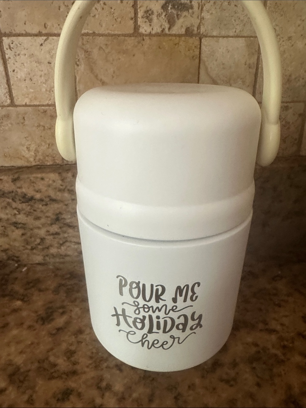 New White Holiday Pour Me Some Holiday Cheer Travel Mug thermos